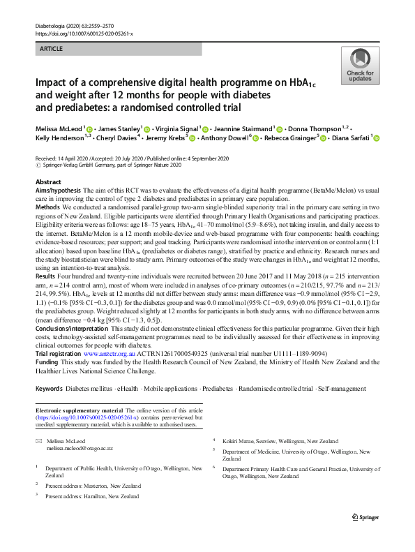 (PDF) Impact of a comprehensive digital health programme on HbA1c and ...