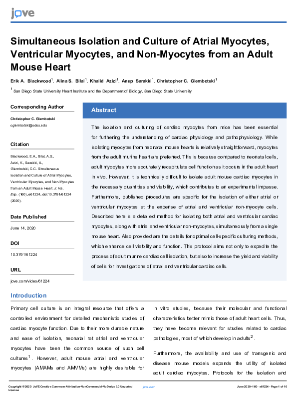 (PDF) Simultaneous Isolation and Culture of Atrial Myocytes ...