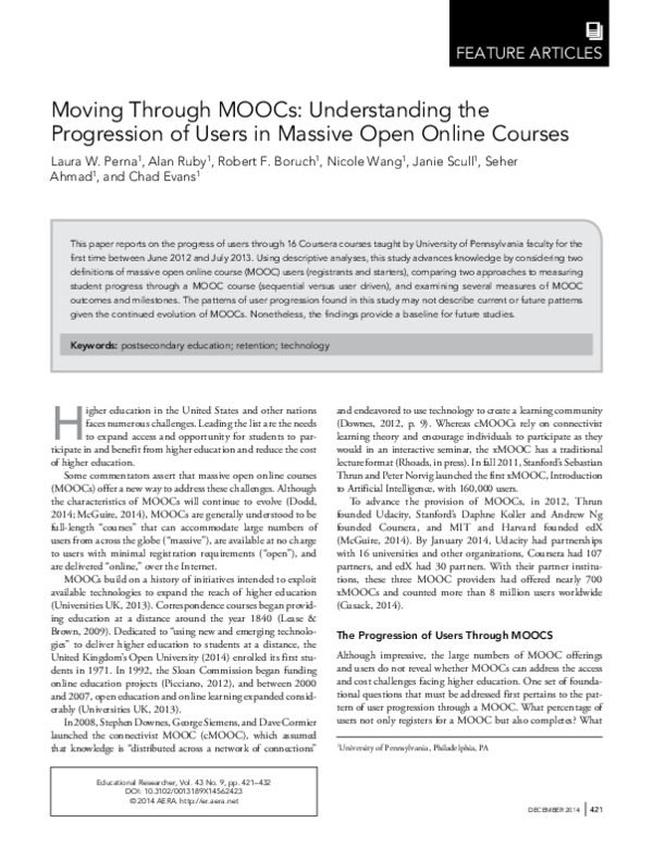 (PDF) Moving Through MOOCs: Understanding the Progression of Users in ...