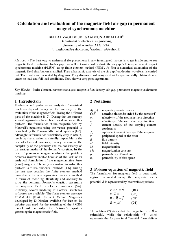 (PDF) Calculation and evaluation of the magnetic field air gap in ...