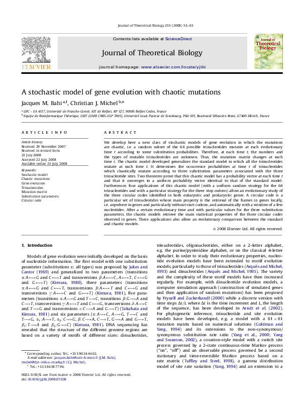 (PDF) A stochastic model of gene evolution with chaotic mutations