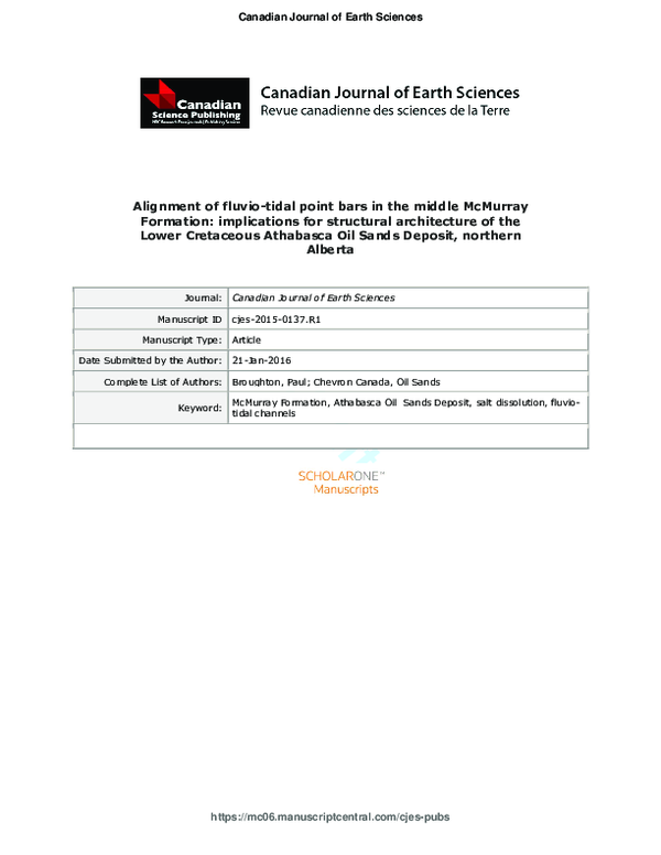 (PDF) Alignment of fluvio-tidal point bars in the middle McMurray ...