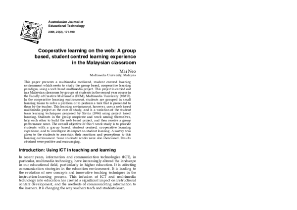(PDF) Cooperative learning on the web: A group based, student centred ...