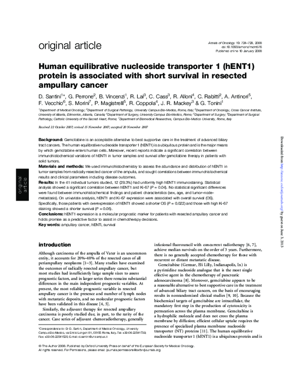 (PDF) Human equilibrative nucleoside transporter 1 (hENT1) protein is ...
