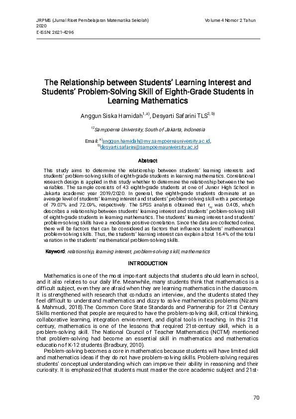 (PDF) The Relationship between Students’ Learning Interest and Students ...