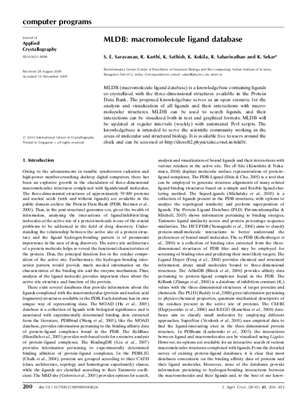 (PDF) MLDB: macromolecule ligand database