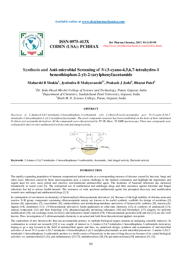 (PDF) Synthesis and Anti-microbial Screening of N-(3-cyano-4,5,6,7 ...
