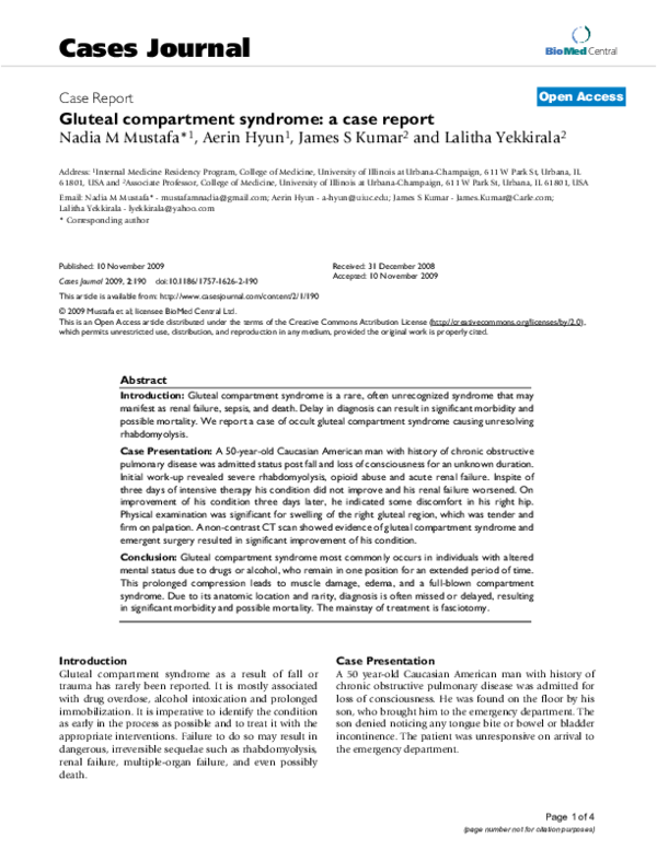 (PDF) Gluteal compartment syndrome a case report James Kumar Academia.edu