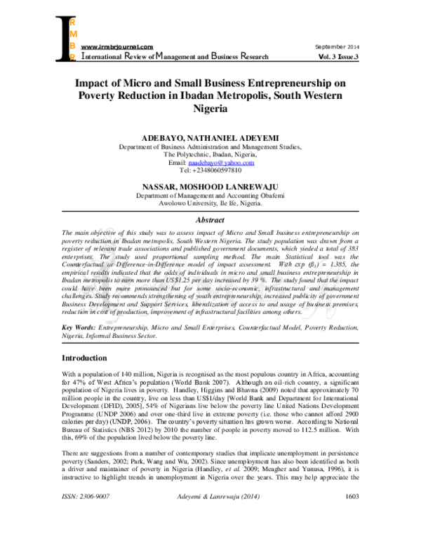 (PDF) Impact of Micro and Small Business Entrepreneurship on Poverty ...