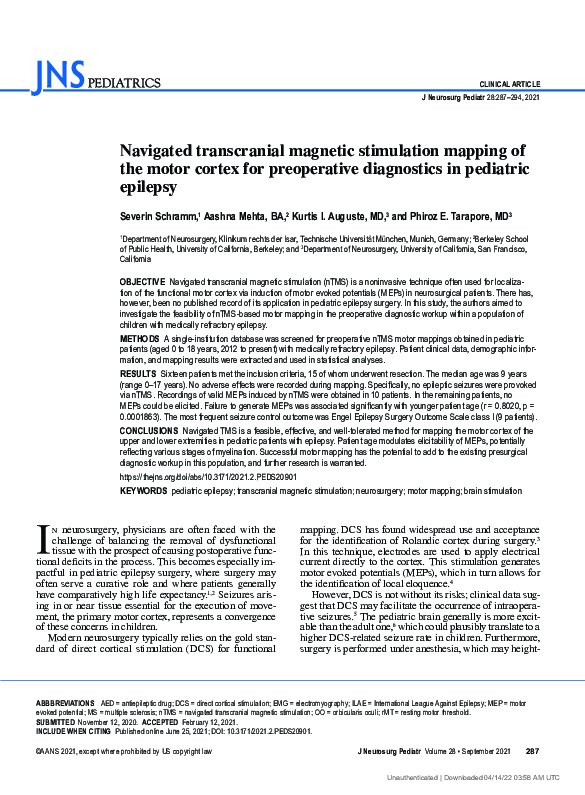(PDF) Navigated transcranial magnetic stimulation mapping of the motor ...