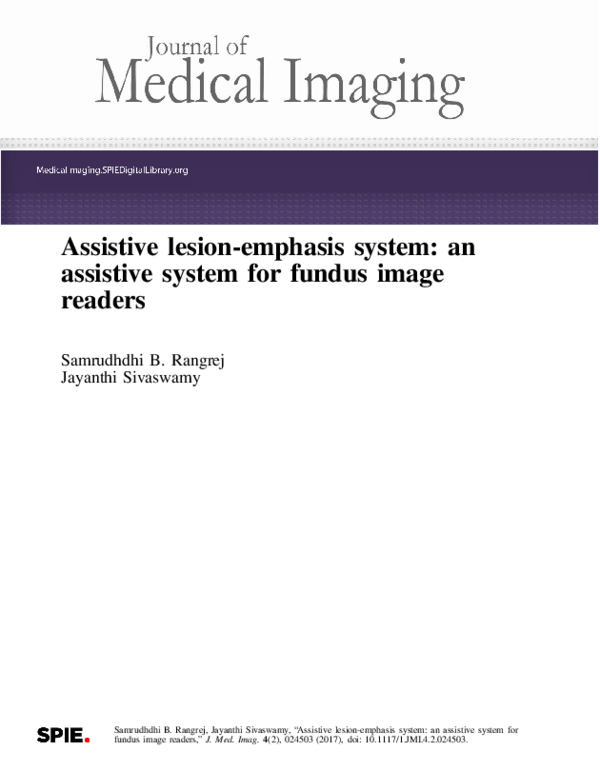 (PDF) Assistive lesion-emphasis system: an assistive system for fundus ...