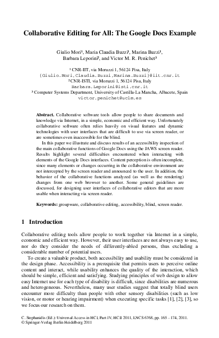(PDF) Collaborative Editing for All: The Google Docs Example