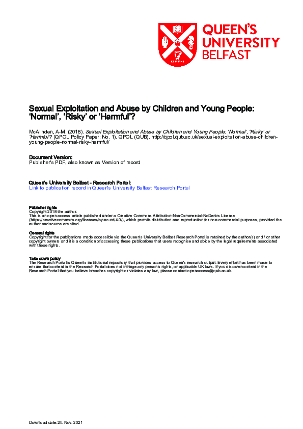 (PDF) Sexual Exploitation and Abuse by Children and Young People ...