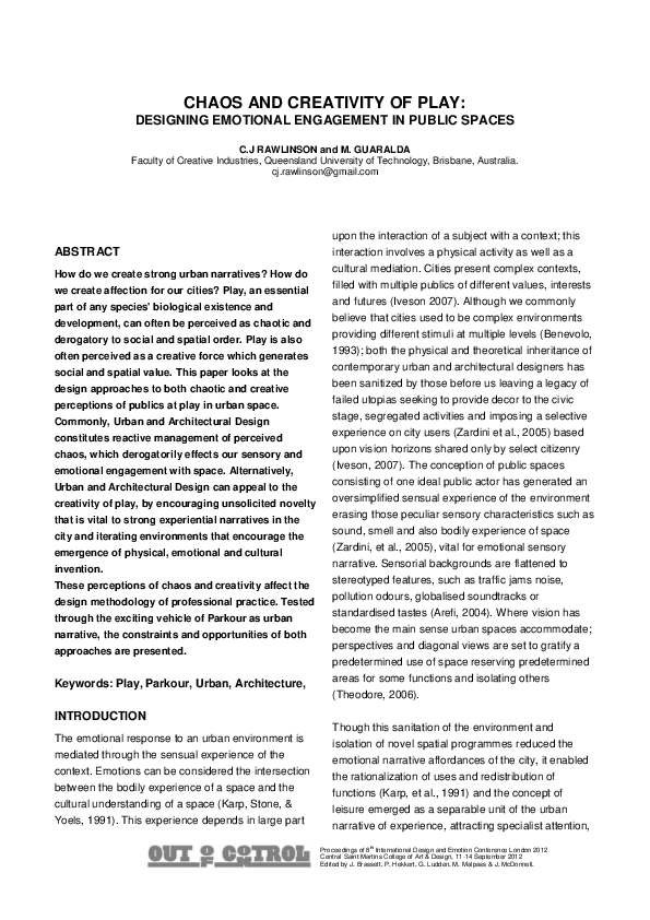 (PDF) Chaos and Creativity of Play: Designing Emotional Engagement in ...
