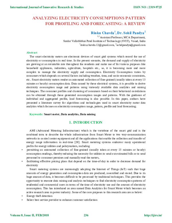 (PDF) Analyzing Electricity Consumptions Pattern for Profiling and ...