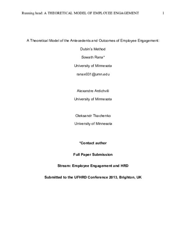 (PDF) A theoretical model of the antecedents and outcomes of employee ...