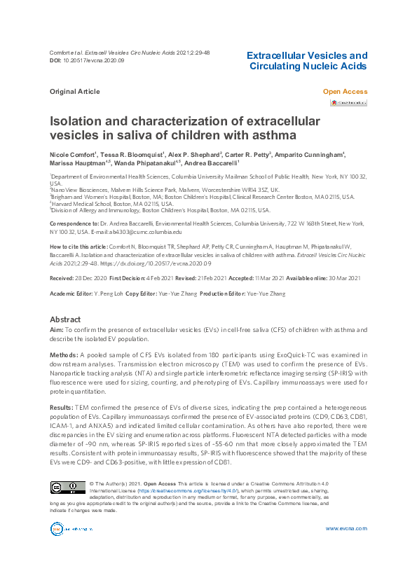 (PDF) Isolation and characterization of extracellular vesicles in ...