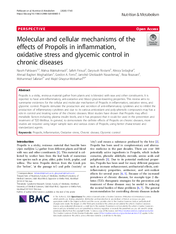 (PDF) Molecular and cellular mechanisms of the effects of Propolis in ...