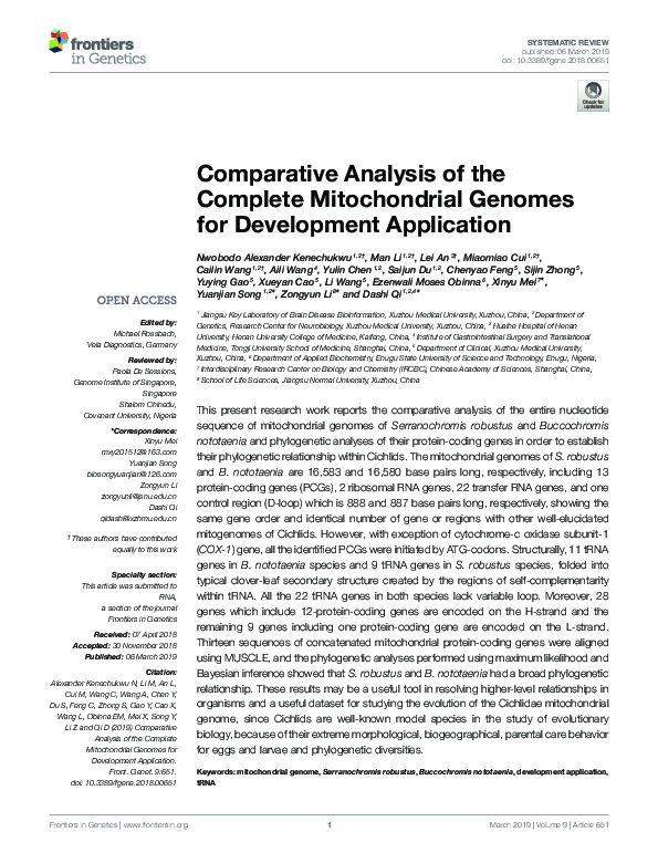 (PDF) Comparative Analysis of the Complete Mitochondrial Genomes for ...