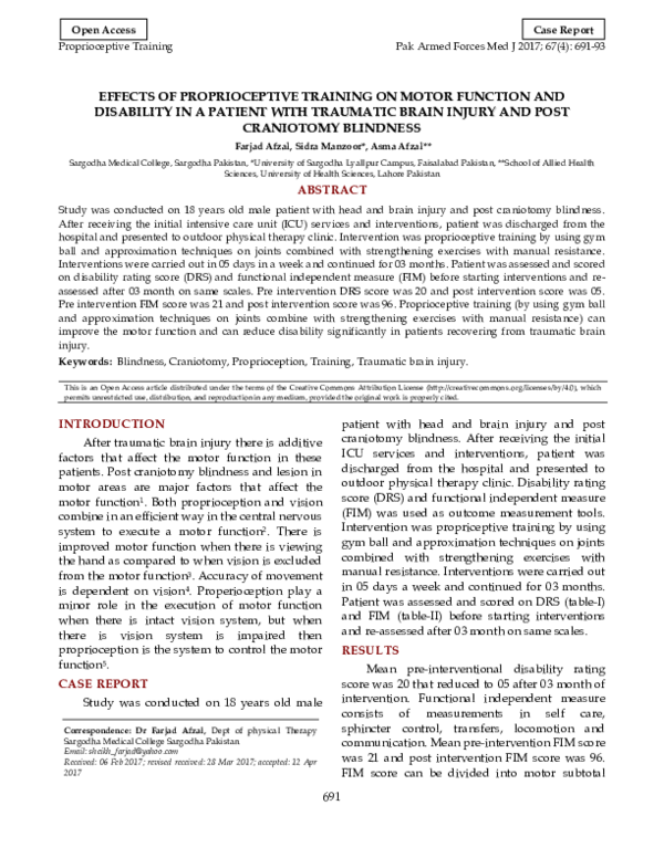 (PDF) Effects of Proprioceptive Training on Motor Function and ...