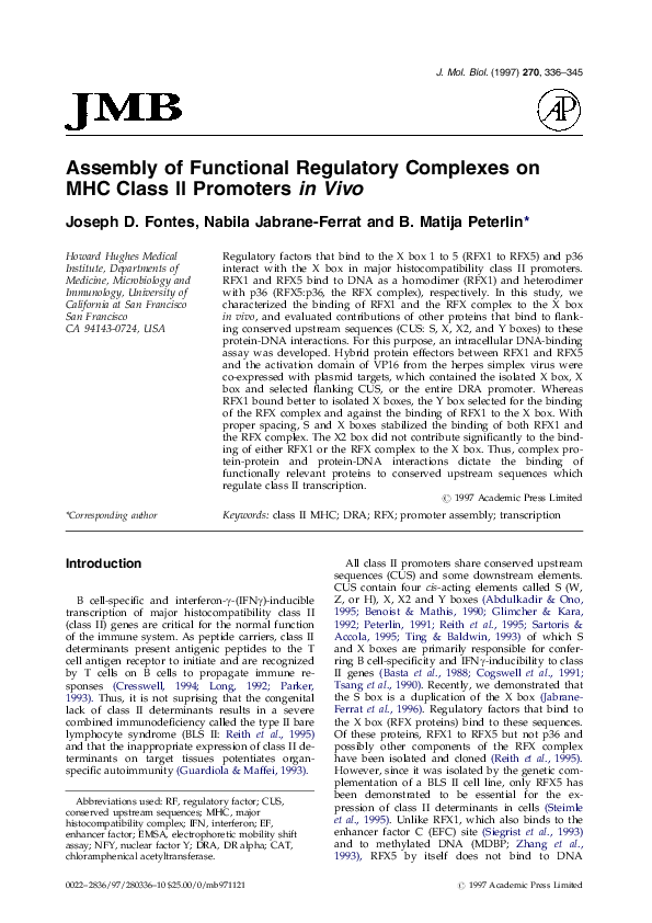 (PDF) Assembly of functional regulatory complexes on MHC class II ...