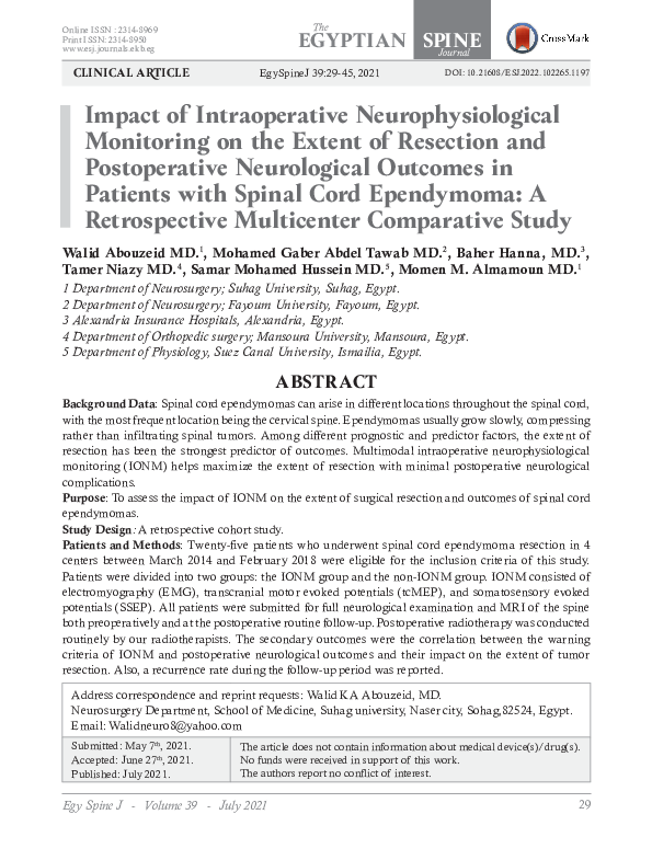 (PDF) Impact of Intraoperative Neurophysiological Monitoring on the ...
