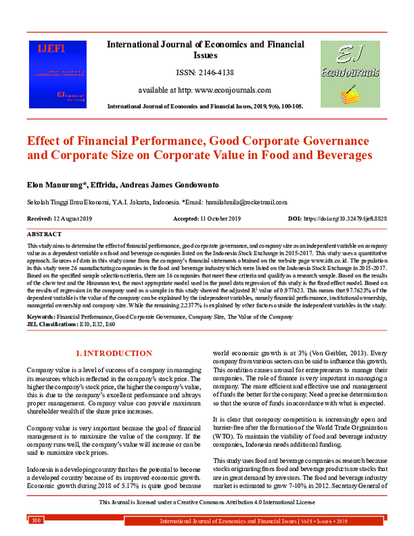 (PDF) Effect of Financial Performance, Good Corporate Governance and ...