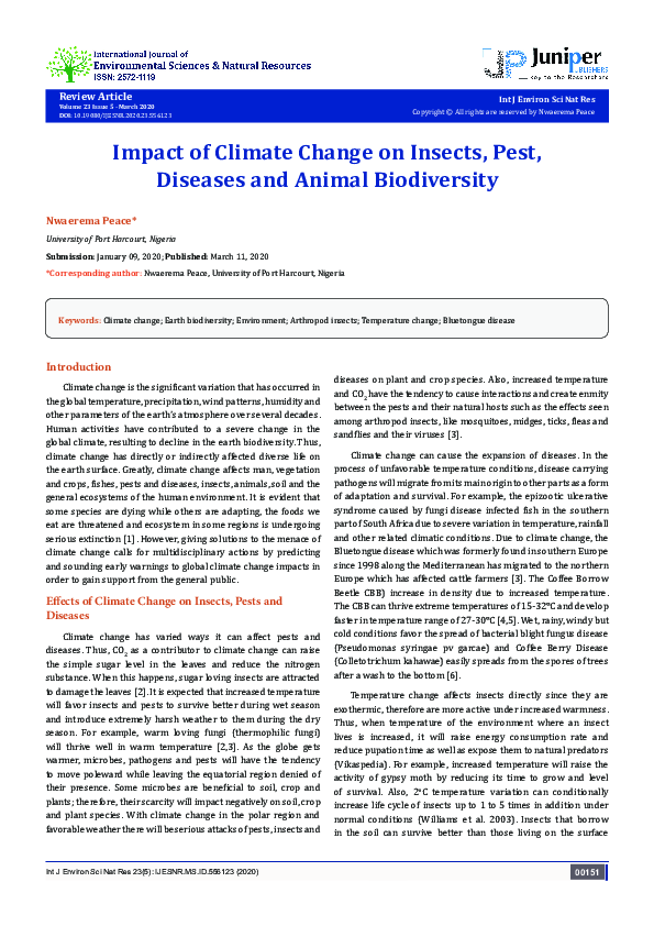 (PDF) Impact of Climate Change on Insects, Pest, Diseases and Animal ...