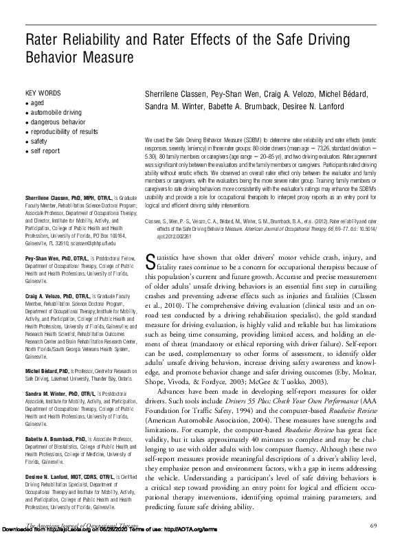 (PDF) Rater Reliability and Rater Effects of the Safe Driving Behavior ...