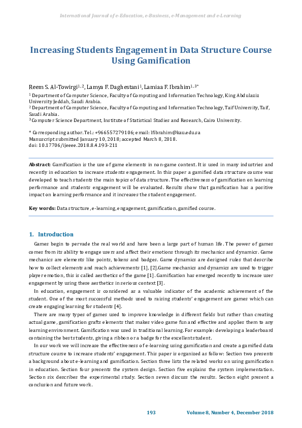 (PDF) Increasing Students Engagement in Data Structure Course Using ...
