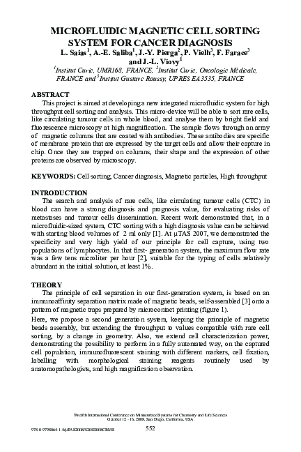 (PDF) Microfluidic magnetic cell sorting system for cancer diagnosis