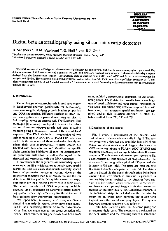 (PDF) Digital beta autoradiography using silicon microstrip detectors