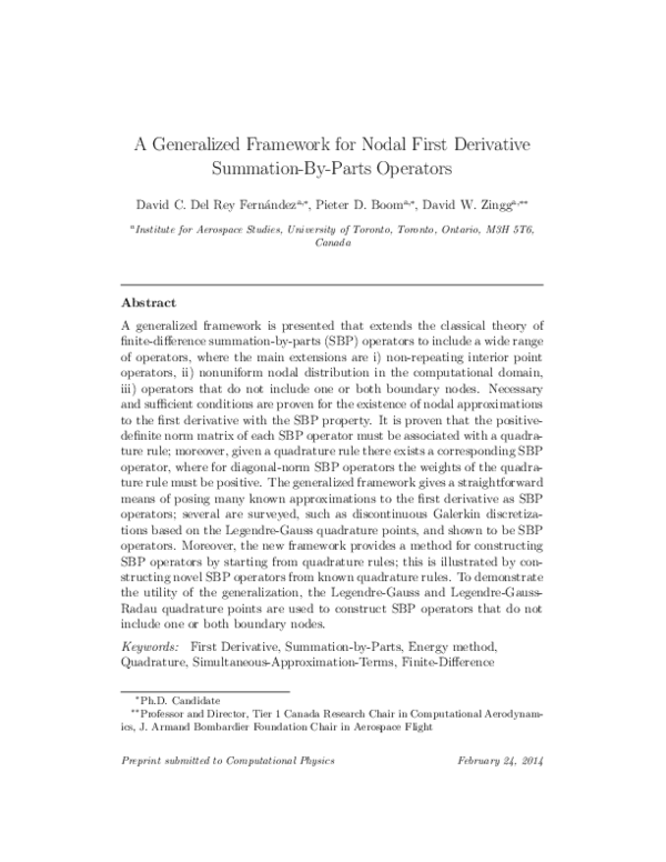 PDF A Generalized Framework For Nodal First Derivative Summation by 