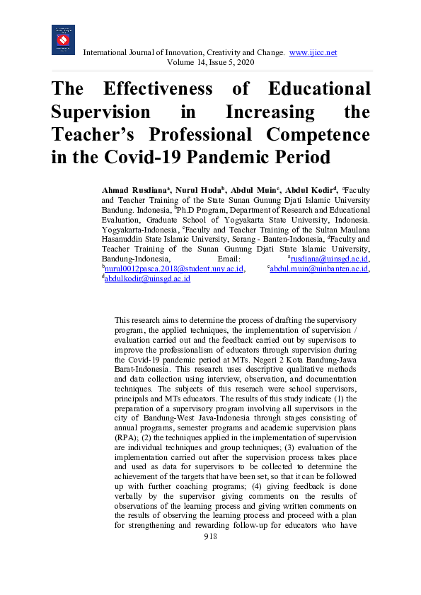 (PDF) The Effectiveness of Educational Supervision in Increasing the ...