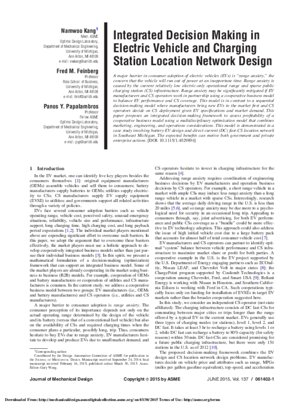 (PDF) Integrated Decision Making in Electric Vehicle and Charging ...