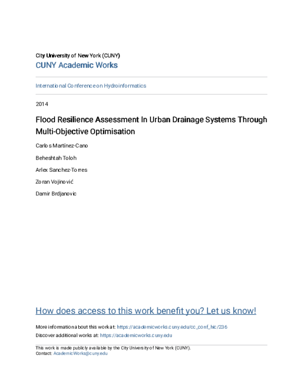 (PDF) Flood Resilience Assessment In Urban Drainage Systems Through ...