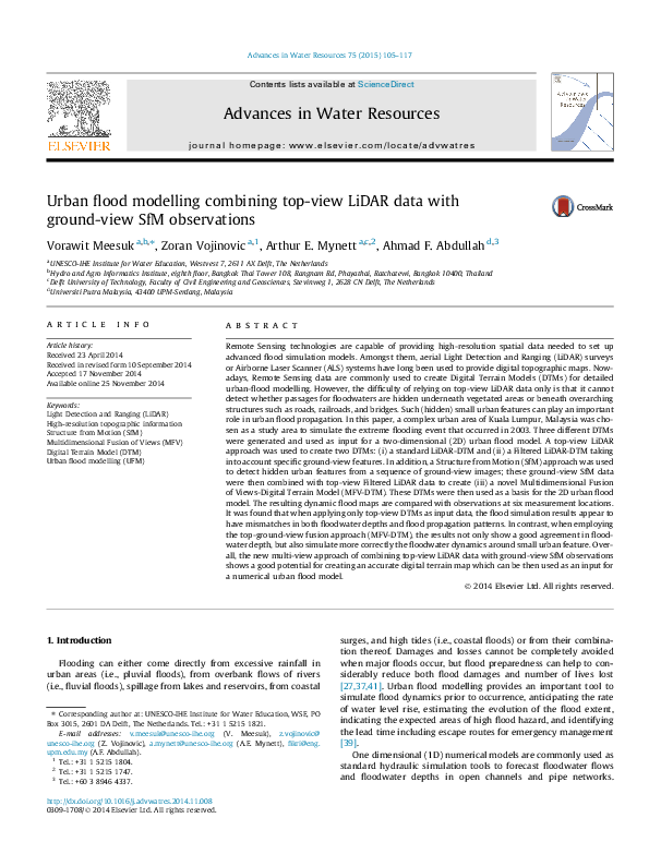 (PDF) Urban flood modelling combining top-view LiDAR data with ground ...