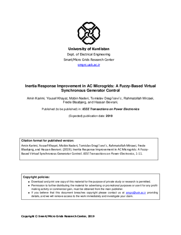 (PDF) Inertia Response Improvement in Microgrids: A Fuzzy-Based Virtual ...