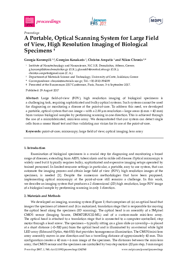 (PDF) A Portable, Optical Scanning System for Large Field of View, High ...