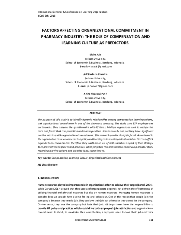 (PDF) Factors Affecting Organizational Commitment of Faculty Members of ...