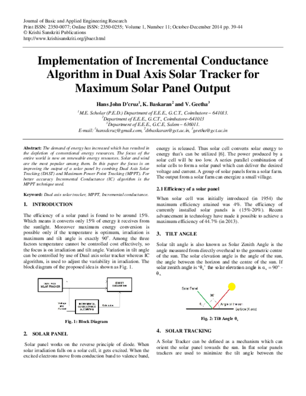 (PDF) Implementation of Incremental Conductance Algorithm in Dual Axis ...