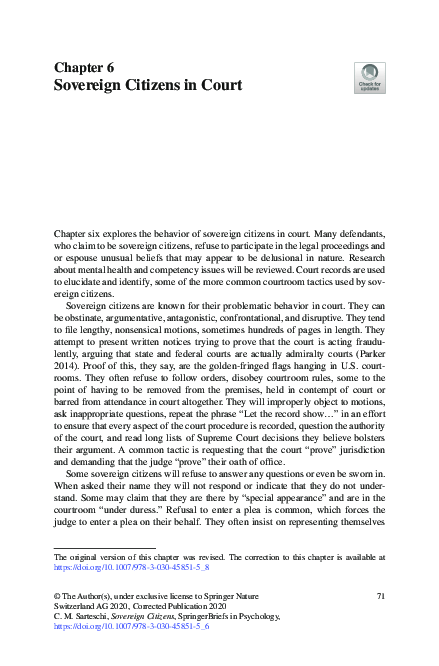 (PDF) Sovereign Citizens in Court