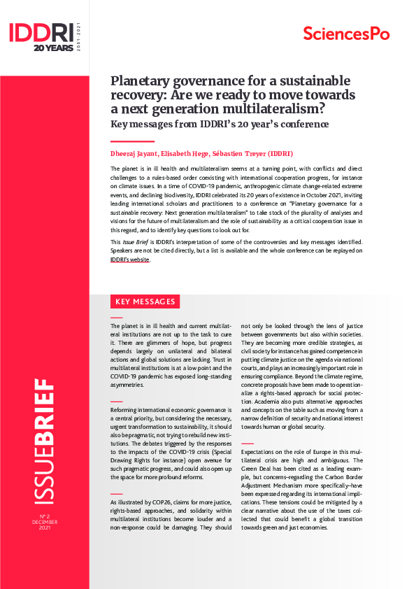 (PDF) Planetary governance for a sustainable recovery: Are we ready to ...