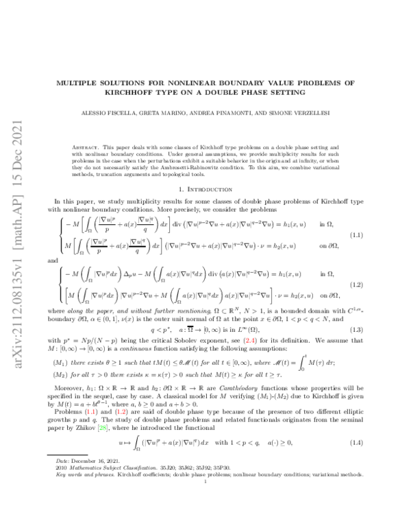 (PDF) Multiple solutions for nonlinear boundary value problems of ...