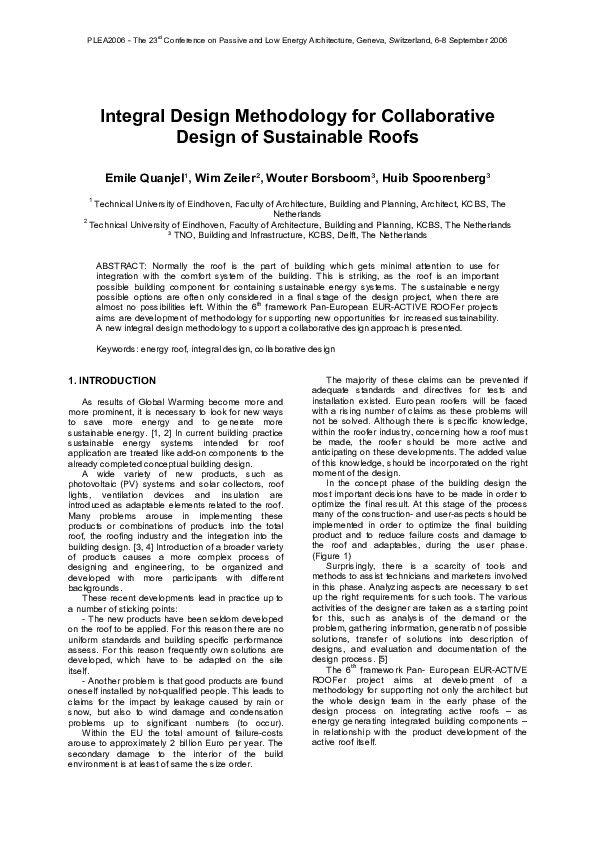 (PDF) Integral Design Methodology for Collabrative Design of ...