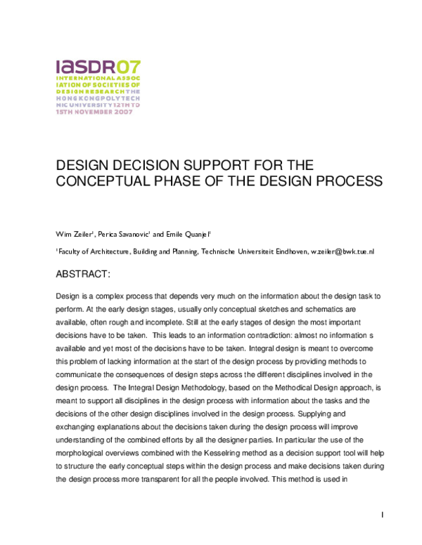 (PDF) Design Decision Support for the Conceptual Phase of the Design ...