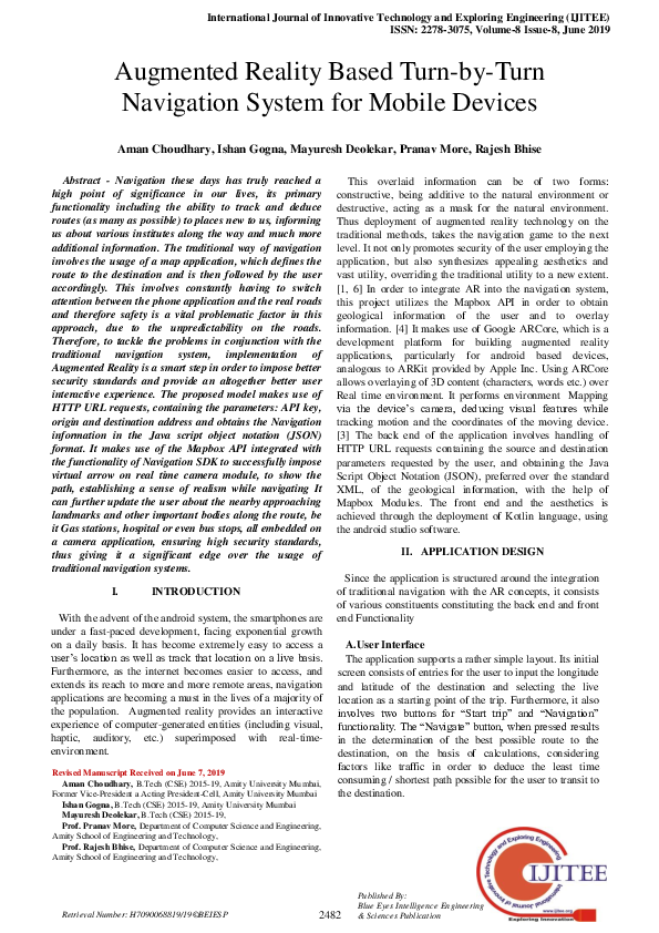 (PDF) Augmented Reality Based Turn-by-Turn Navigation System for Mobile ...