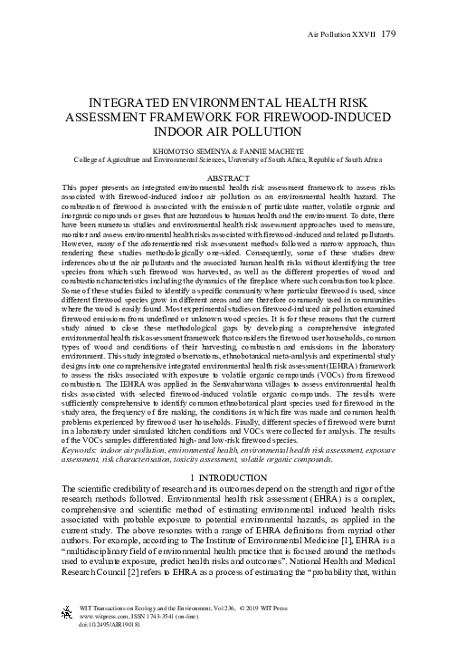 (PDF) Integrated Environmental Health Risk Assessment Framework for ...