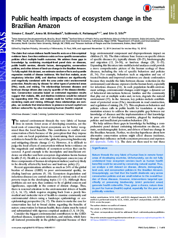 (PDF) Public health impacts of ecosystem change in the Brazilian Amazon