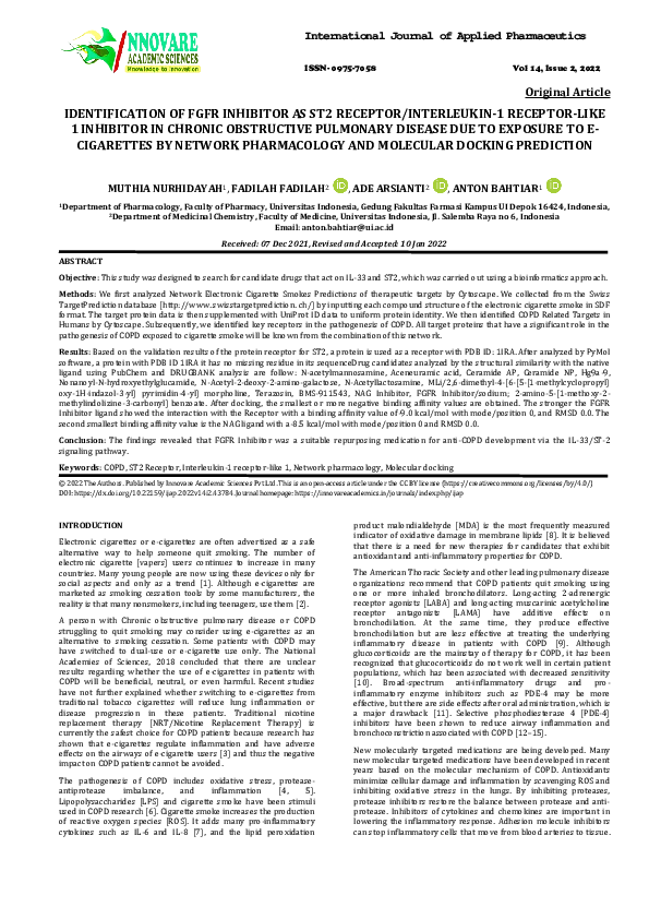(PDF) Identification of FGFR Inhibitor as ST2 RECEPTOR/INTERLEUKIN-1 ...